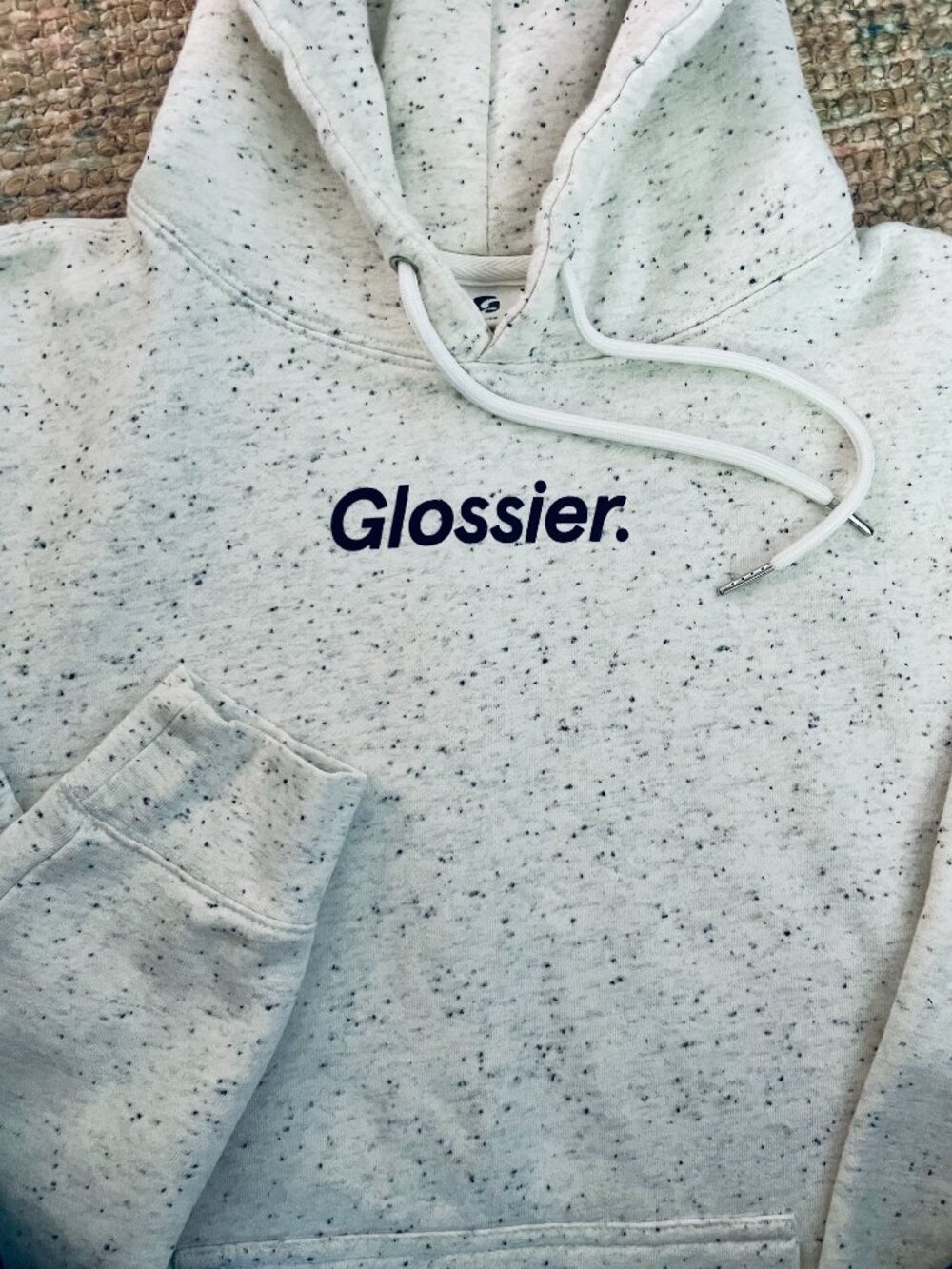 Glossier Limited Edition Womens Unisex Terrazzo Grey Hoodie Sweatshirt Medium